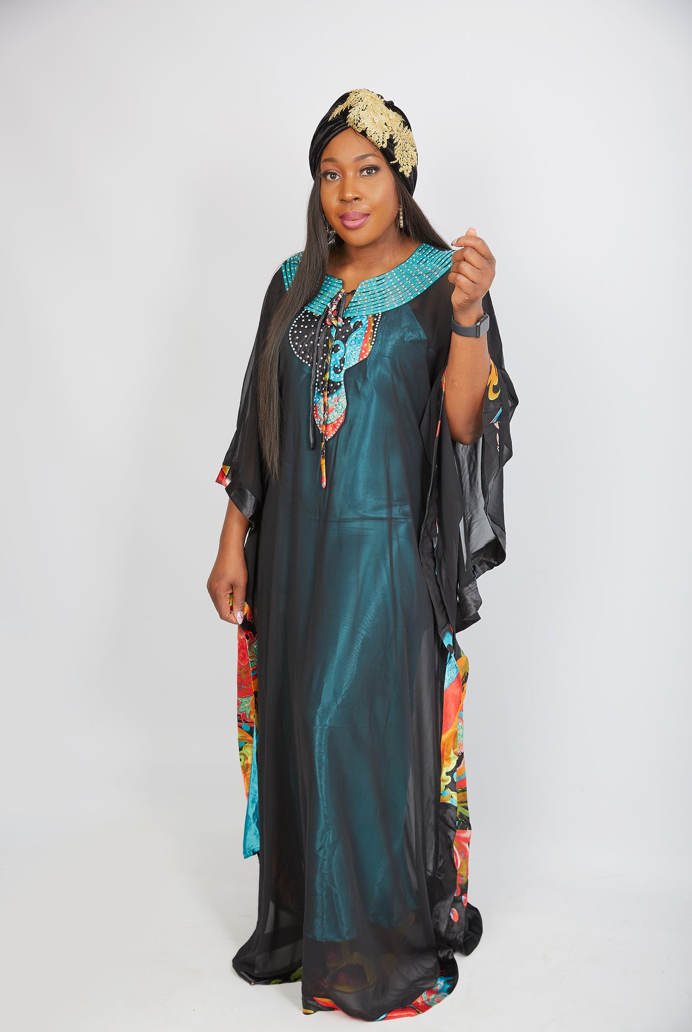 New in African Inspired Chiffon Kaftan Bubu Maxi Dress - Yolanda - African Clothing from CUMO LONDON