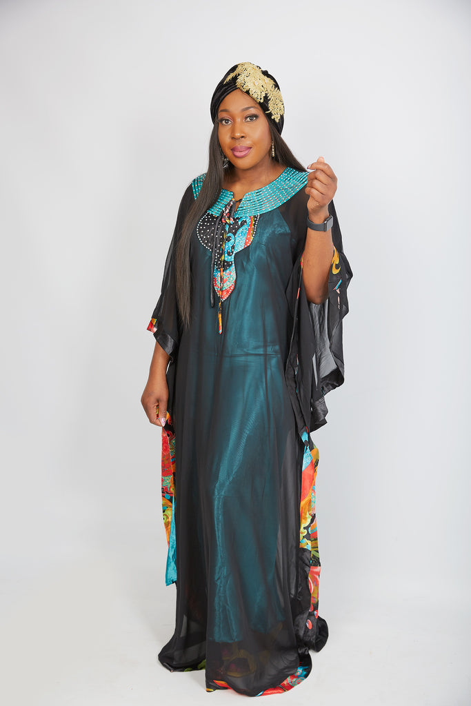 New in African Inspired Chiffon Kaftan Bubu Maxi Dress - Yolanda - African Clothing from CUMO LONDON