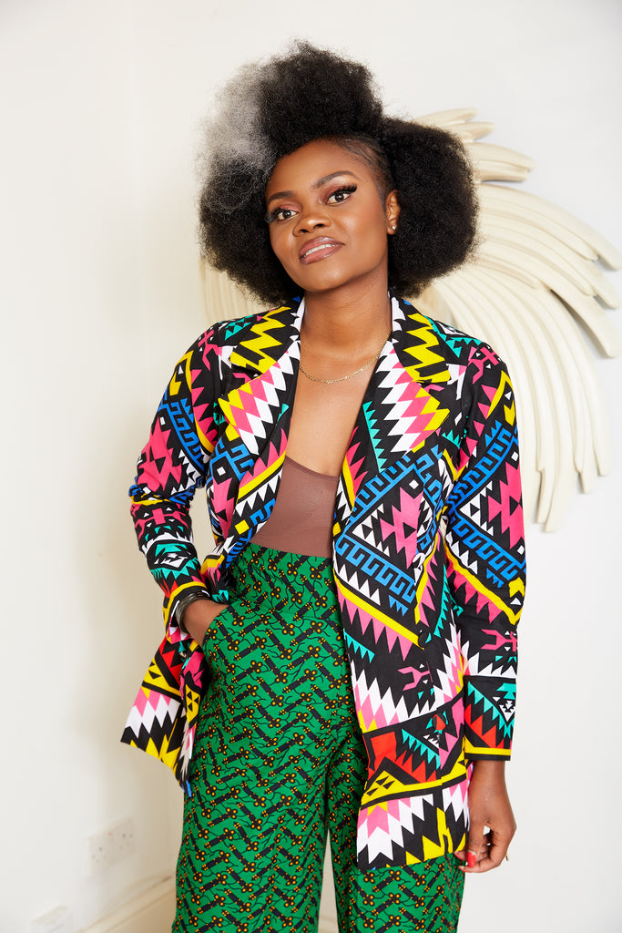 African Print Blazer | African print Jacket | African print Bomber Jacket | African Print Outerwear | Fall Fashion for African women | sustainable African Fashion | recycled African print clothing | Ethically sourced fashion | ethically sourced clothing | handmade clothing | African clothing for women | Ankara jacket | Tribal prints kimono | Floral African print clothing | Cotton Blazer | African print workwear | African clothing UK | Black-owned fashion brand | UK Based African Fashion Brand