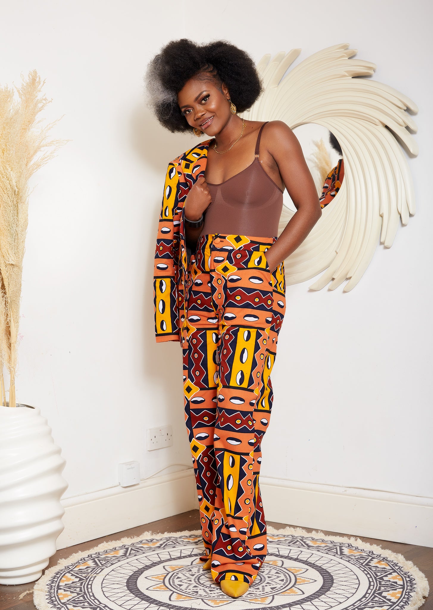African print best sale high waist pants