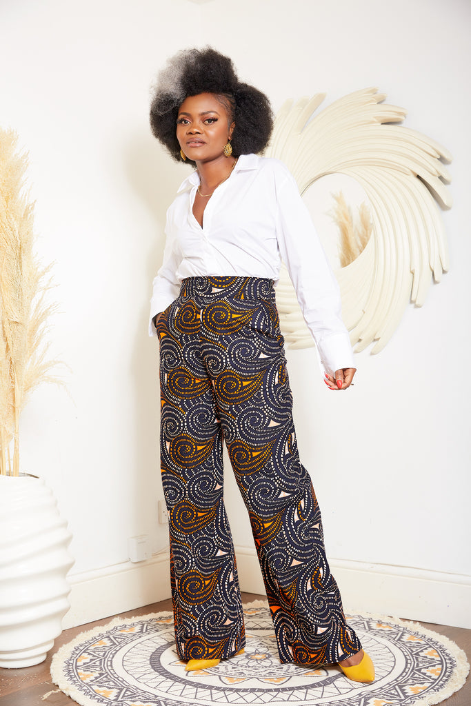 African print wide leg trousers | African print trousers UK | African print pants | African Print wide leg pants | African print clothing UK | Ready to wear African print pants | African Trouser styles | African clothing | African outfit | Ankara print  Trousers | Ankara pants for Women | Ankara Styles Trousers for ladies | African pallazo Trousers | Danshiki Trousers | High waist African print wide leg pants | African high waist pants| African loose fit Trousers | African print Trousers