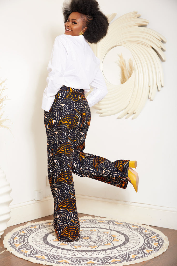 African print wide leg trousers | African print trousers UK | African print pants | African Print wide leg pants | African print clothing UK | Ready to wear African print pants | African Trouser styles | African clothing | African outfit | Ankara print  Trousers | Ankara pants for Women | Ankara Styles Trousers for ladies | African pallazo Trousers | Danshiki Trousers | High waist African print wide leg pants | African high waist pants| African loose fit Trousers | African print Trousers