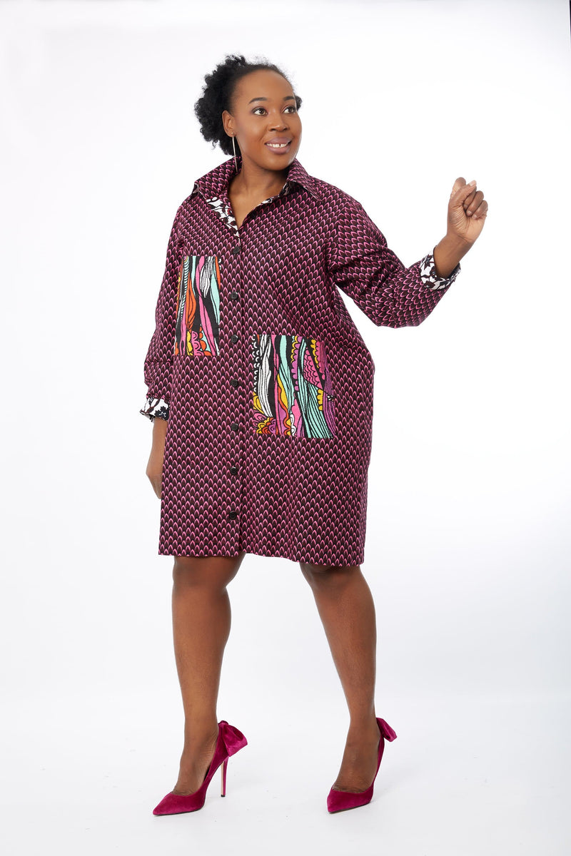 Amina - African Ankara Print Cut out Shift Shirt Dress – CUMO LONDON