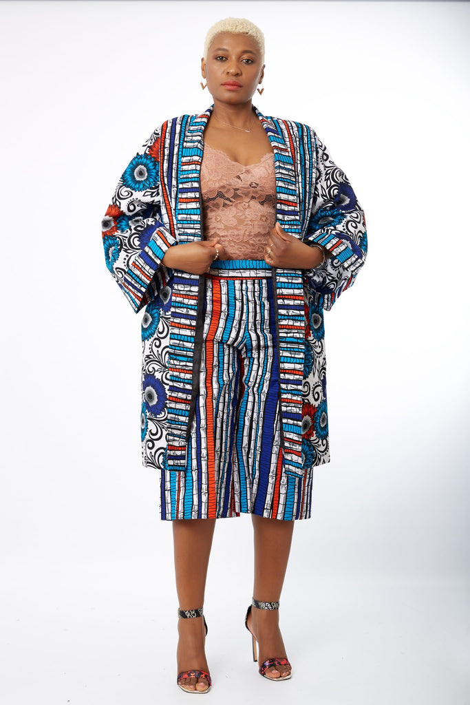 African Print Kimono | African Print Blazer | African print Jacket | African print Bomber Jacket | African Print Outerwear | Fall Fashion for African women | sustainable African Fashion | recycled African print clothing | Ethically sourced fashion | ethically sourced clothing | handmade clothing | African clothing for women | Ankara jacket | Tribal prints kimono | Floral African print clothing | Cotton Blazer | African print workwear | African clothing UK | Black-owned fashion brand 