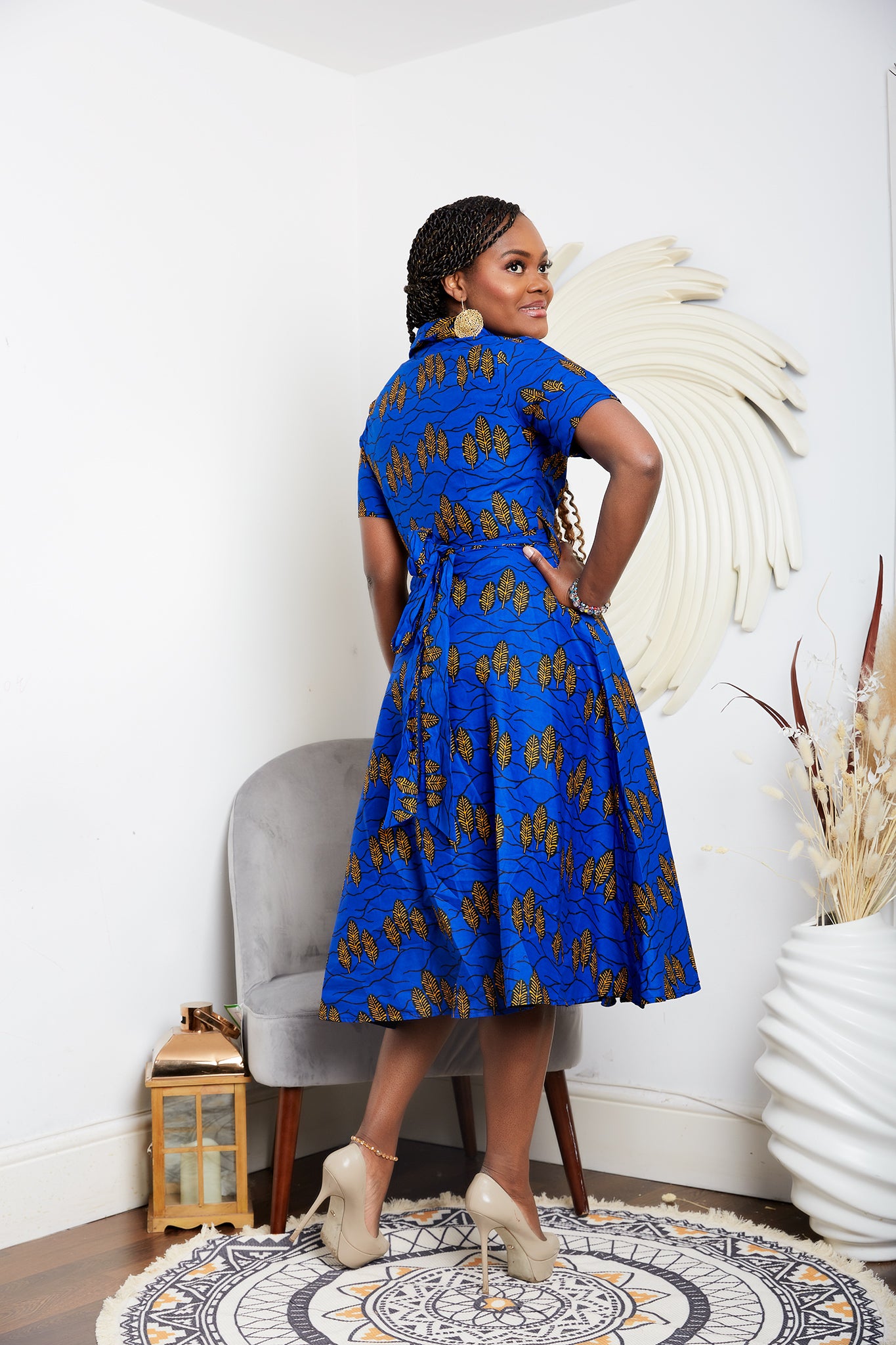 Royal blue top african print dress
