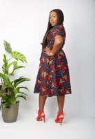 African print Maroon Midi summer dress - Shop CUMO London African fashion clothing brand