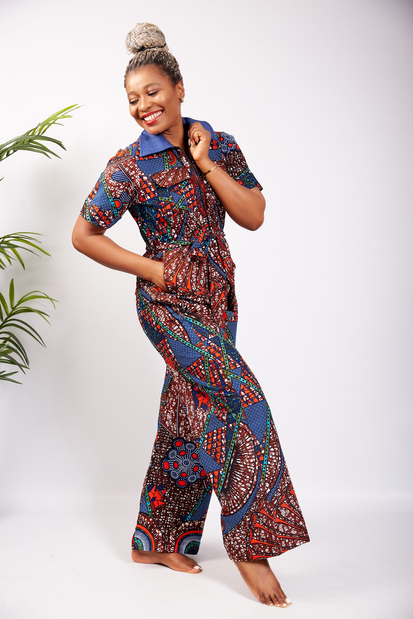 Floral African Print Jumpsuit Shop CUMO London African Print Onesies CUMO LONDON