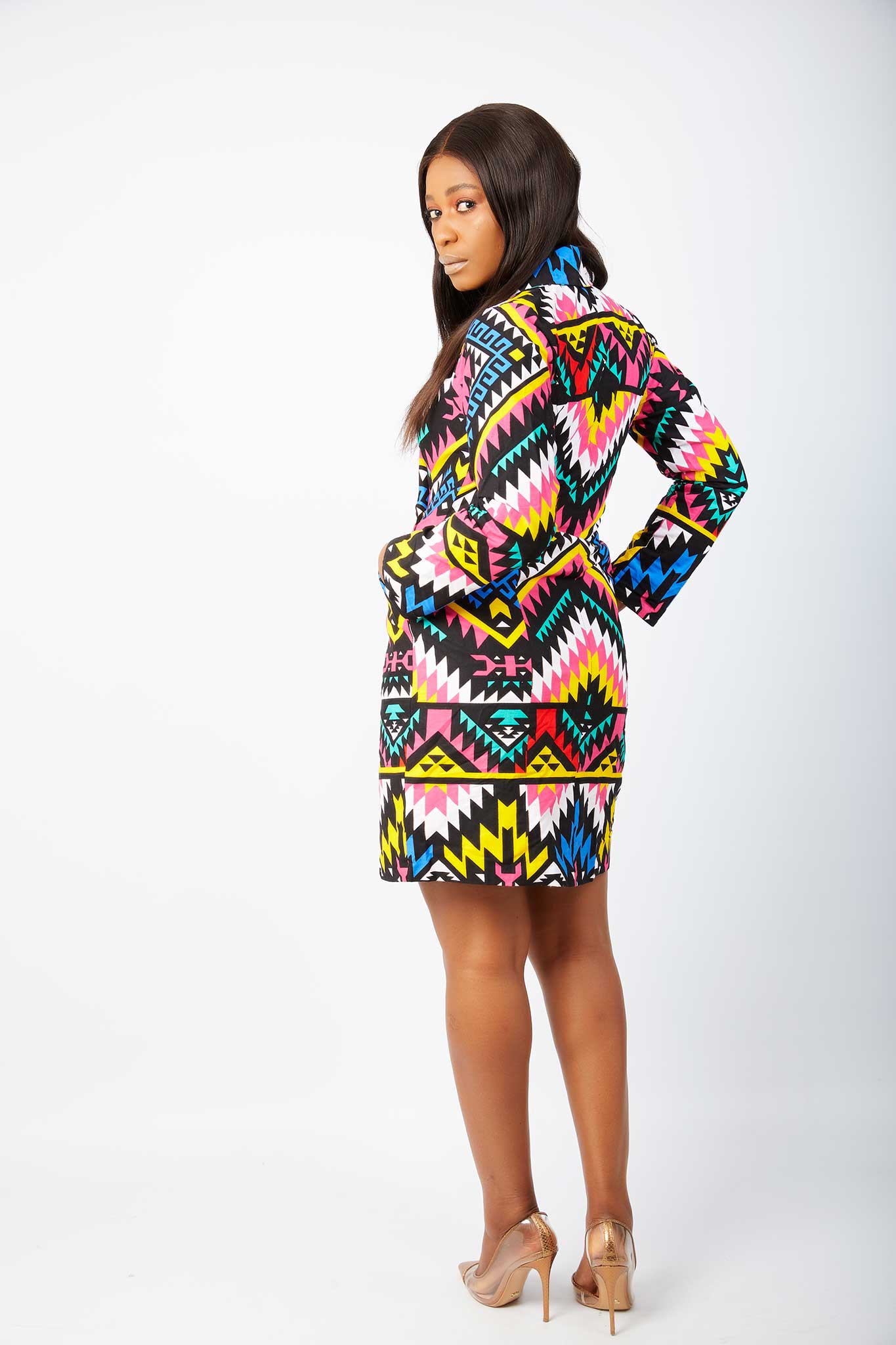 African print blazer dress clearance