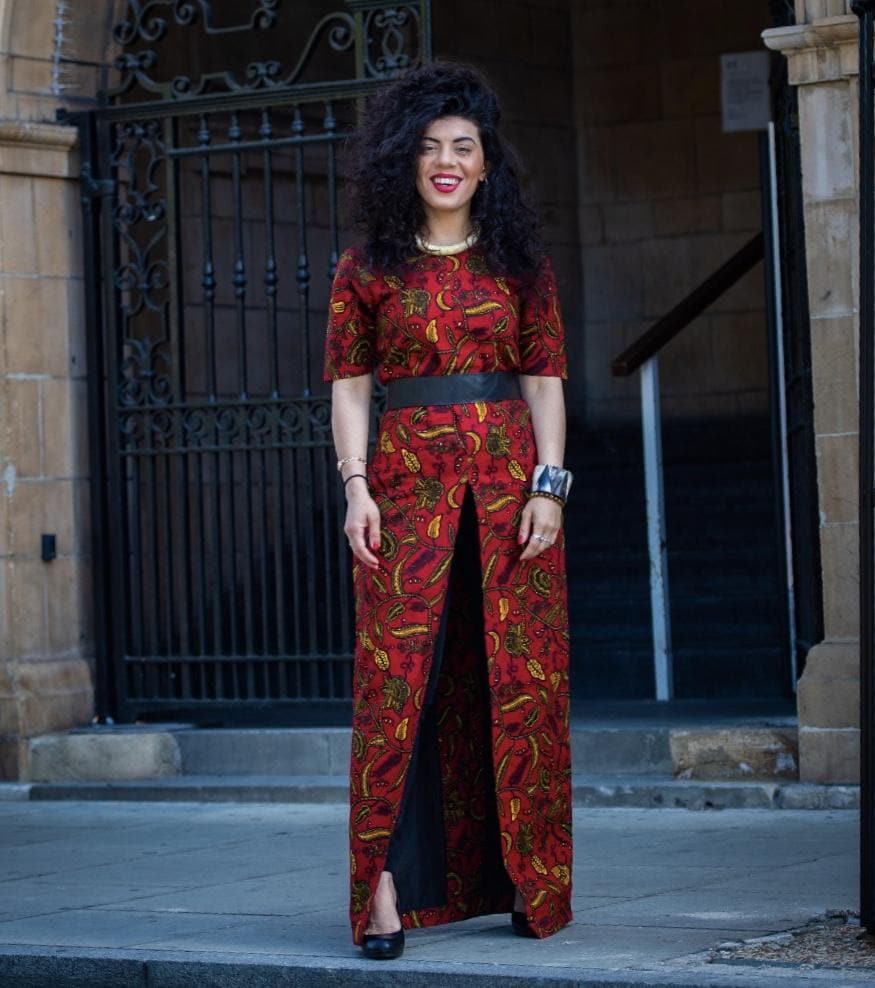 African Print Front Slit Long Blouse/Top - Red - African Clothing from CUMO LONDON