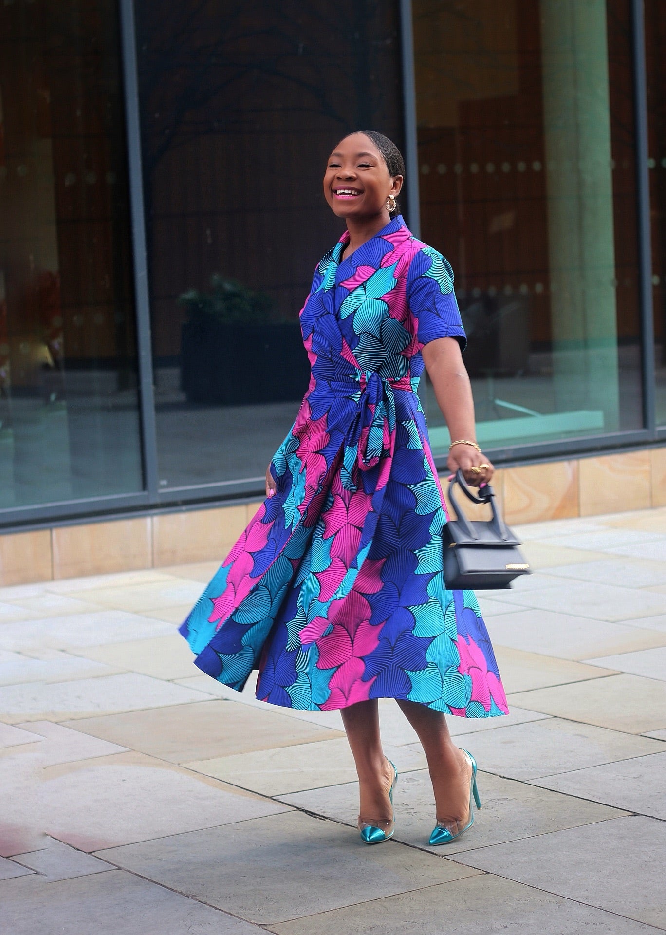 UWANA ❤️ Ankara midi dress with ruched Tulle details and exaggerated s... |  TikTok