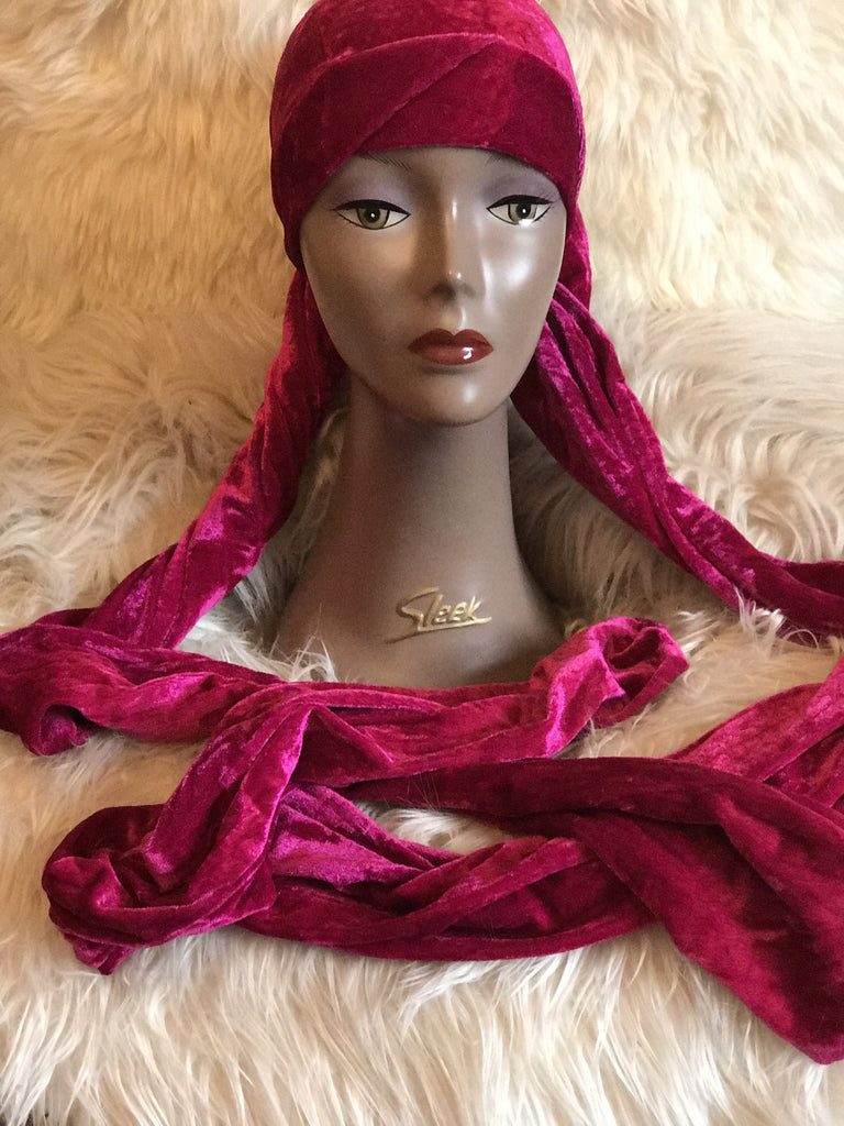 Black Double Plain Velvet Turban | Velvet headwrap - African Clothing from CUMO LONDON