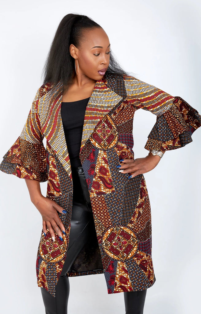 New in Nika Embellished African Print Kimono Jacket - African Clothing from CUMO LONDON