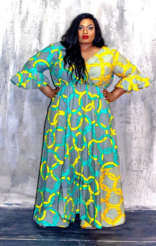 New in Akunna African Ankara Print A Line Maxi Dress - African Clothing from CUMO LONDON