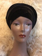 Black Double Plain Velvet Turban | Velvet headwrap - African Clothing from CUMO LONDON