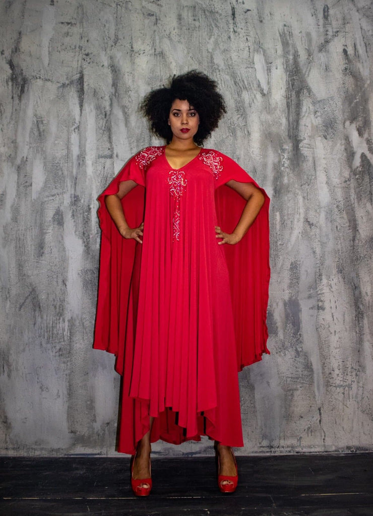 Lolo Red Lycra Maxi Dress - African Clothing from CUMO LONDON