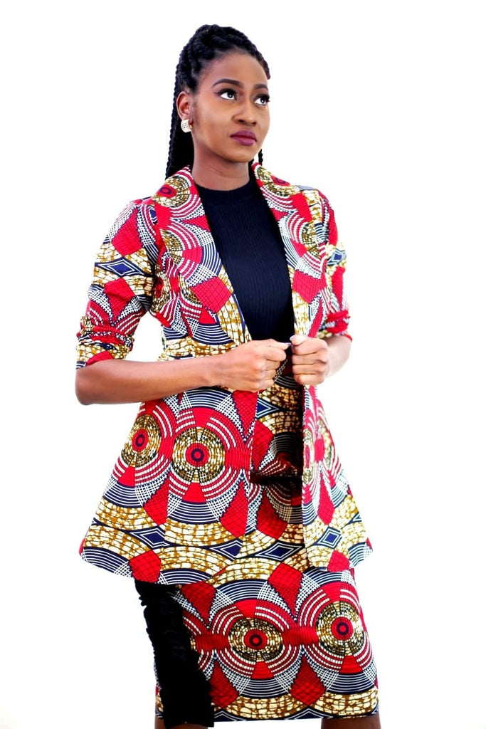  African Print Blazer | African print Jacket | African print Bomber Jacket | African Print Outerwear | Fall Fashion for African women | sustainable African Fashion | recycled African print clothing | Ethically sourced fashion | ethically sourced clothing | handmade clothing | African clothing for women | Ankara jacket | Tribal prints kimono | Floral African print clothing | Cotton Blazer | African print workwear | African clothing UK | Black-owned fashion brand | UK Based African Fashion Brand