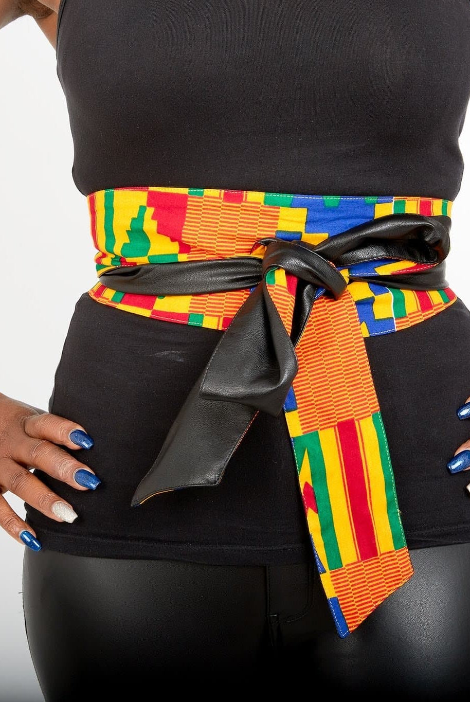 New In African Prints Reversible Leather Obi Belt - African Clothing from CUMO LONDON