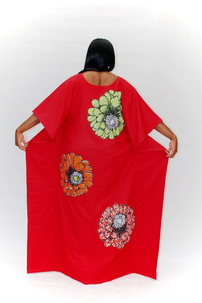 Embellished African Inspired Silk Bubu - Red - African Clothing from CUMO LONDON