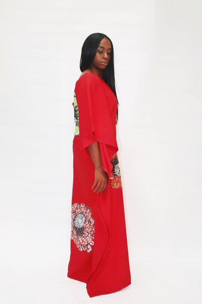 Embellished African Inspired Silk Bubu - Red - African Clothing from CUMO LONDON