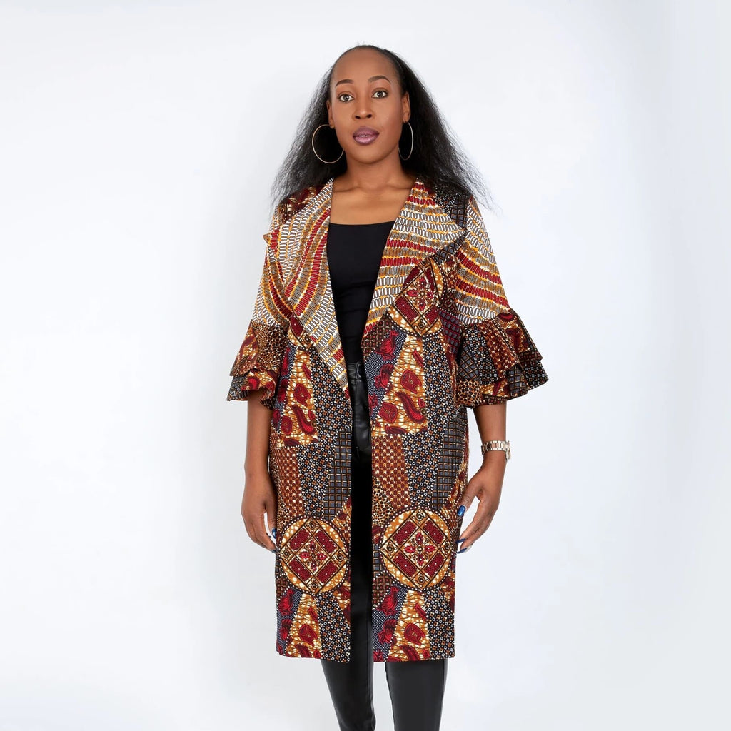 New in Nika Embellished African Print Kimono Jacket - African Clothing from CUMO LONDON