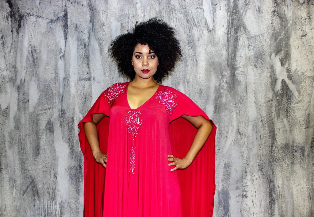 Lolo Red Lycra Maxi Dress - African Clothing from CUMO LONDON