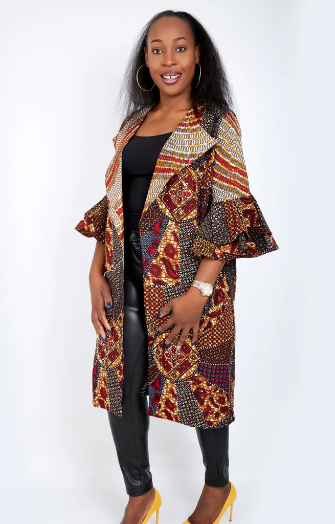 New in Nika Embellished African Print Kimono Jacket - African Clothing from CUMO LONDON