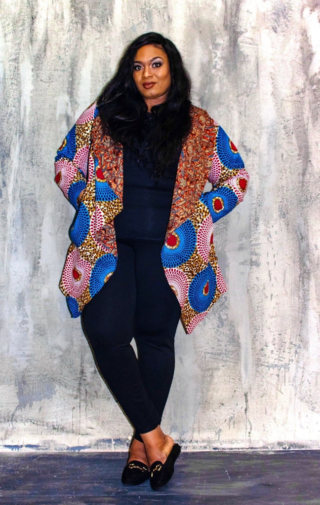 New in African Print Ankara Midi Reversible Jacket - African Clothing from CUMO LONDON