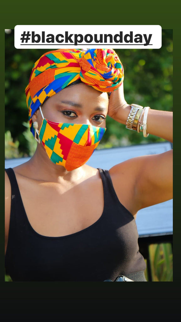 African Print Kente Facemask and Headwrap Set - Ashanti - African Clothing from CUMO LONDON