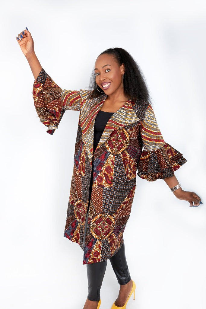 New in Nika Embellished African Print Kimono Jacket - African Clothing from CUMO LONDON