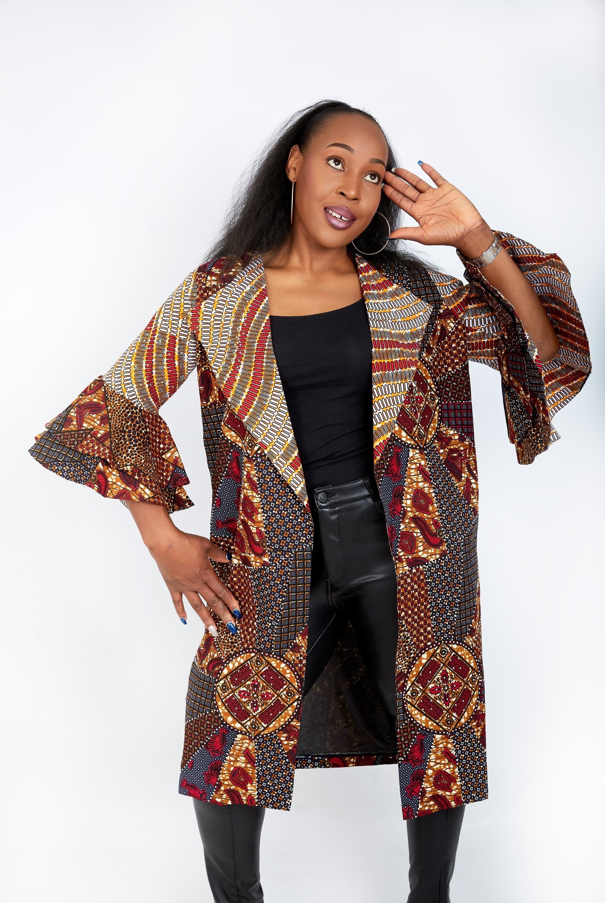 New in Nika Embellished African Print Kimono Jacket - African Clothing from CUMO LONDON
