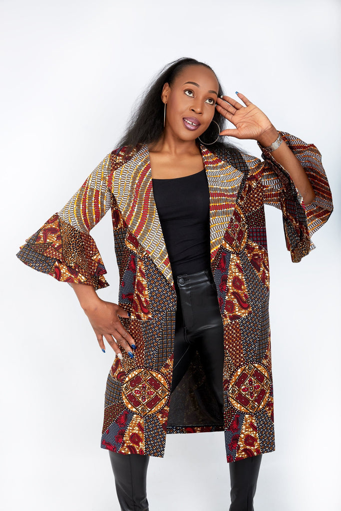 New in Nika Embellished African Print Kimono Jacket - African Clothing from CUMO LONDON