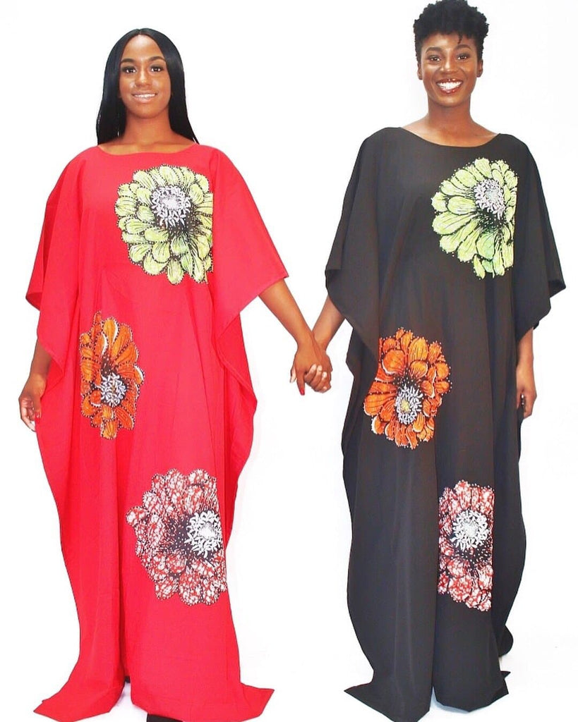 Embellished Ankara Inspired Bubu - Red (One Size - African Clothing from CUMO LONDON