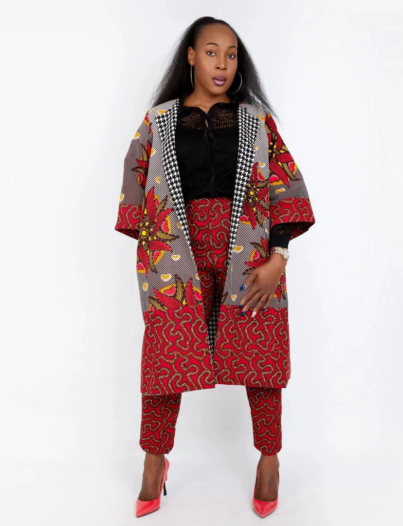 New In Embellished Kolia African Ankara Combo Print Midi Jacket (matching Trouser sold separately) - African Clothing from CUMO LONDON