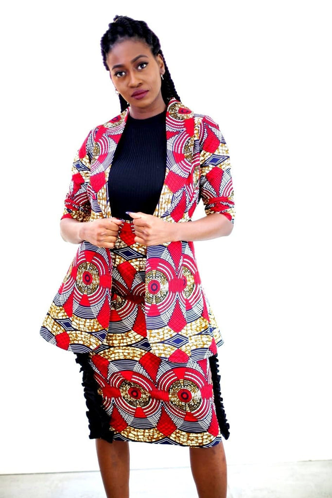  African Print Blazer | African print Jacket | African print Bomber Jacket | African Print Outerwear | Fall Fashion for African women | sustainable African Fashion | recycled African print clothing | Ethically sourced fashion | ethically sourced clothing | handmade clothing | African clothing for women | Ankara jacket | Tribal prints kimono | Floral African print clothing | Cotton Blazer | African print workwear | African clothing UK | Black-owned fashion brand | UK Based African Fashion Brand