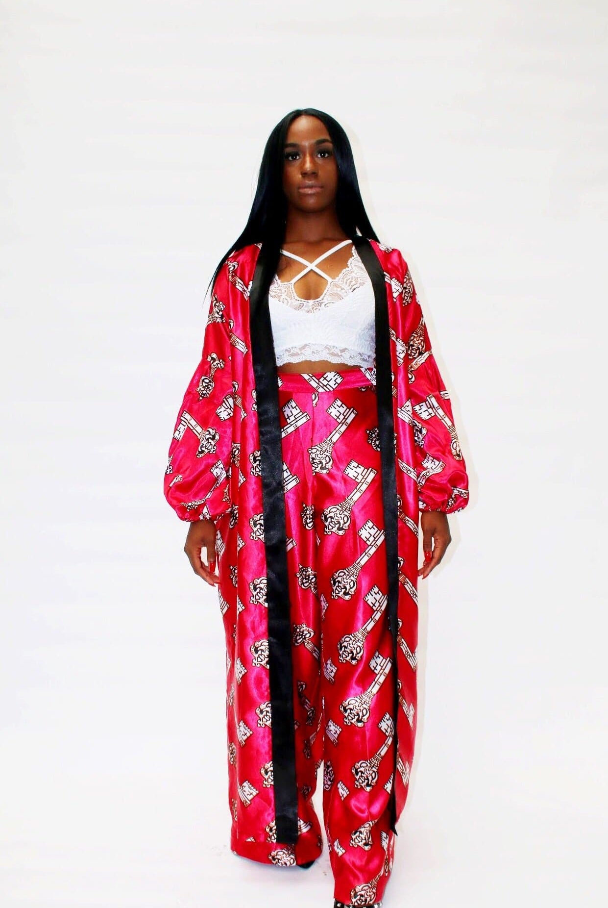 Cece Kimono Set in African Print Ankara Silk - African Clothing from CUMO LONDON