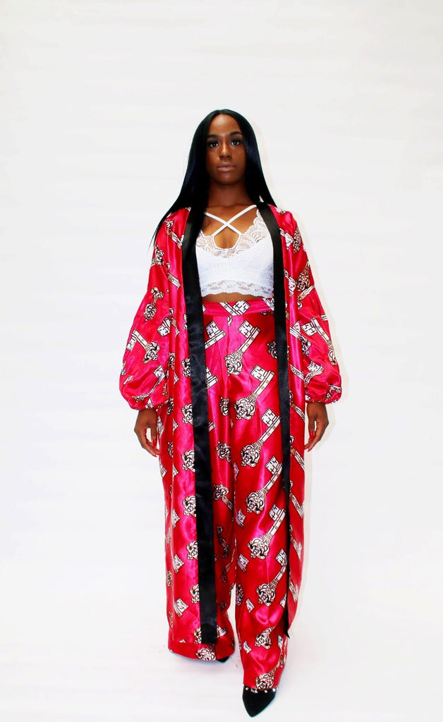 Cece Kimono Set in African Print Ankara Silk - African Clothing from CUMO LONDON