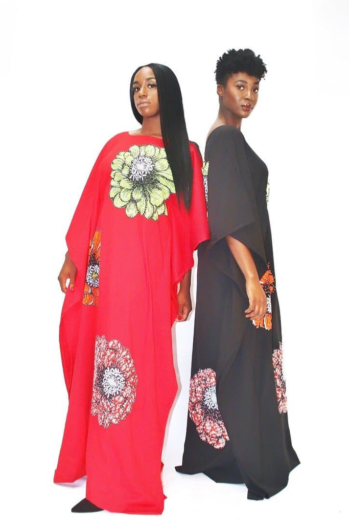 Embellished African Inspired Silk Bubu - Red - African Clothing from CUMO LONDON