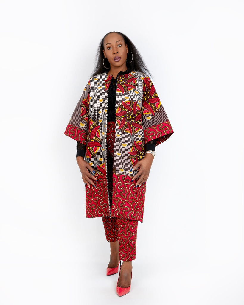 New In Embellished Kolia African Ankara Combo Print Midi Jacket (matching Trouser sold separately) - African Clothing from CUMO LONDON