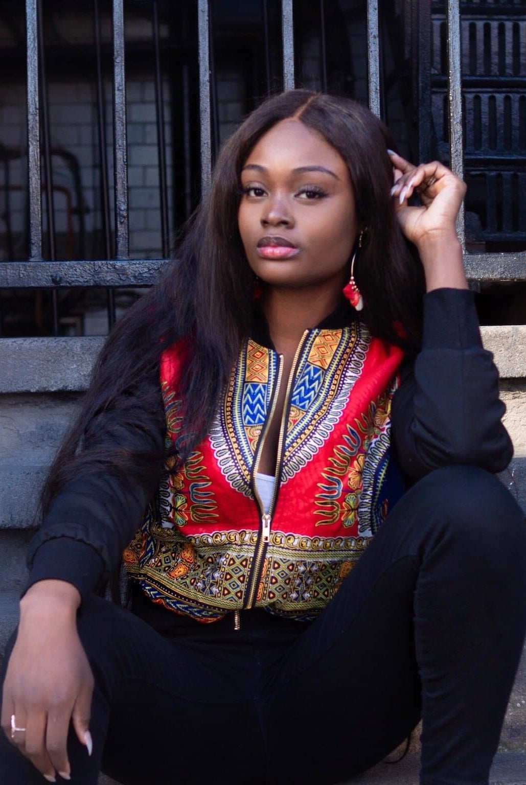 African Danshiki Print Bomber Jacket - Jadey - African Clothing from CUMO LONDON
