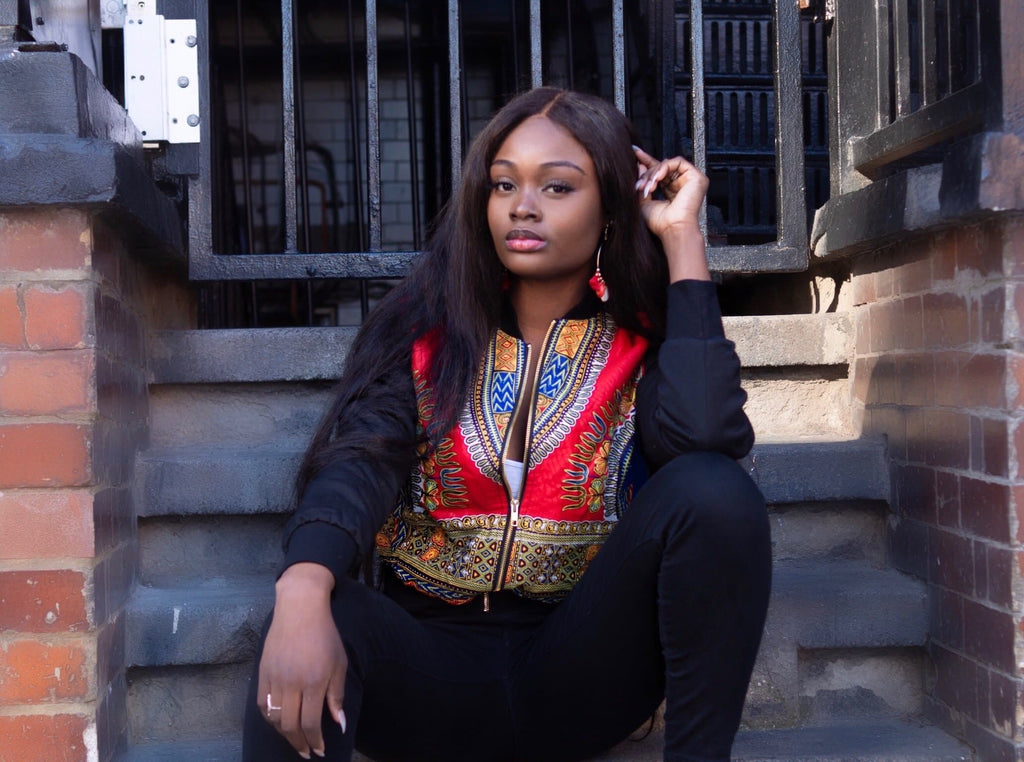 African Danshiki Print Bomber Jacket - Jadey - African Clothing from CUMO LONDON