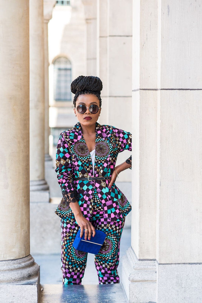 New In OMA African Ankara Print Jacket and Trouser Set - African Clothing from CUMO LONDON