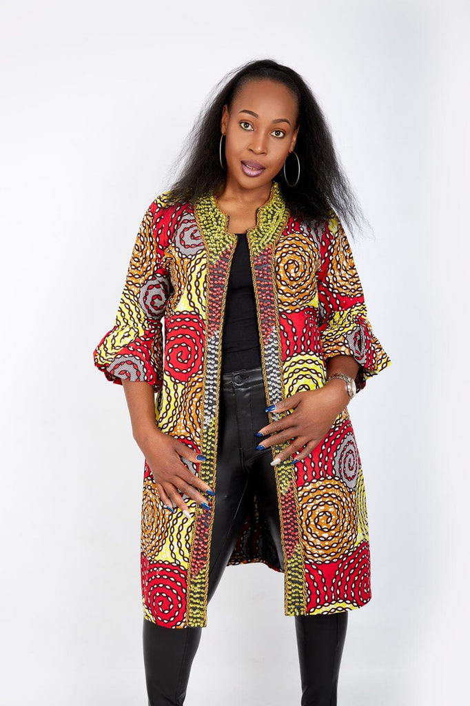 African print beaded kimono