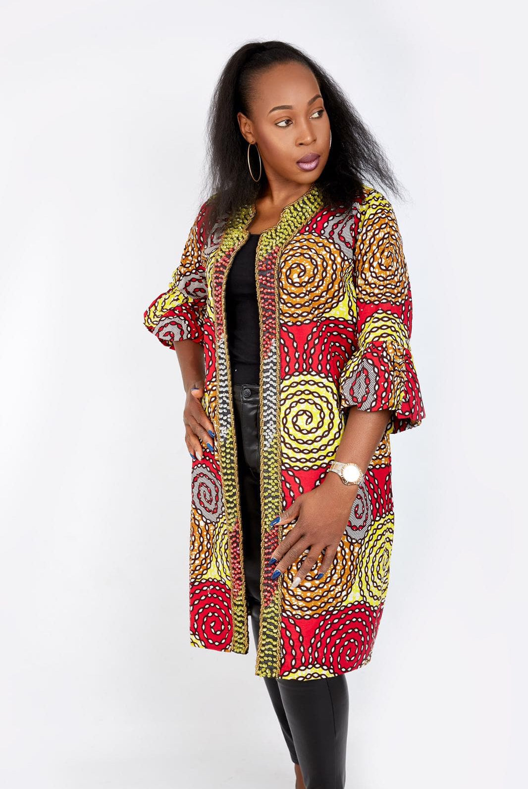 African print beaded kimono - CUMO London