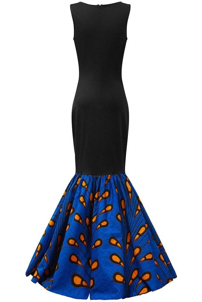 African Print Inspired Maxi Sleeveless with Matching Headwrap - African Clothing from CUMO LONDON