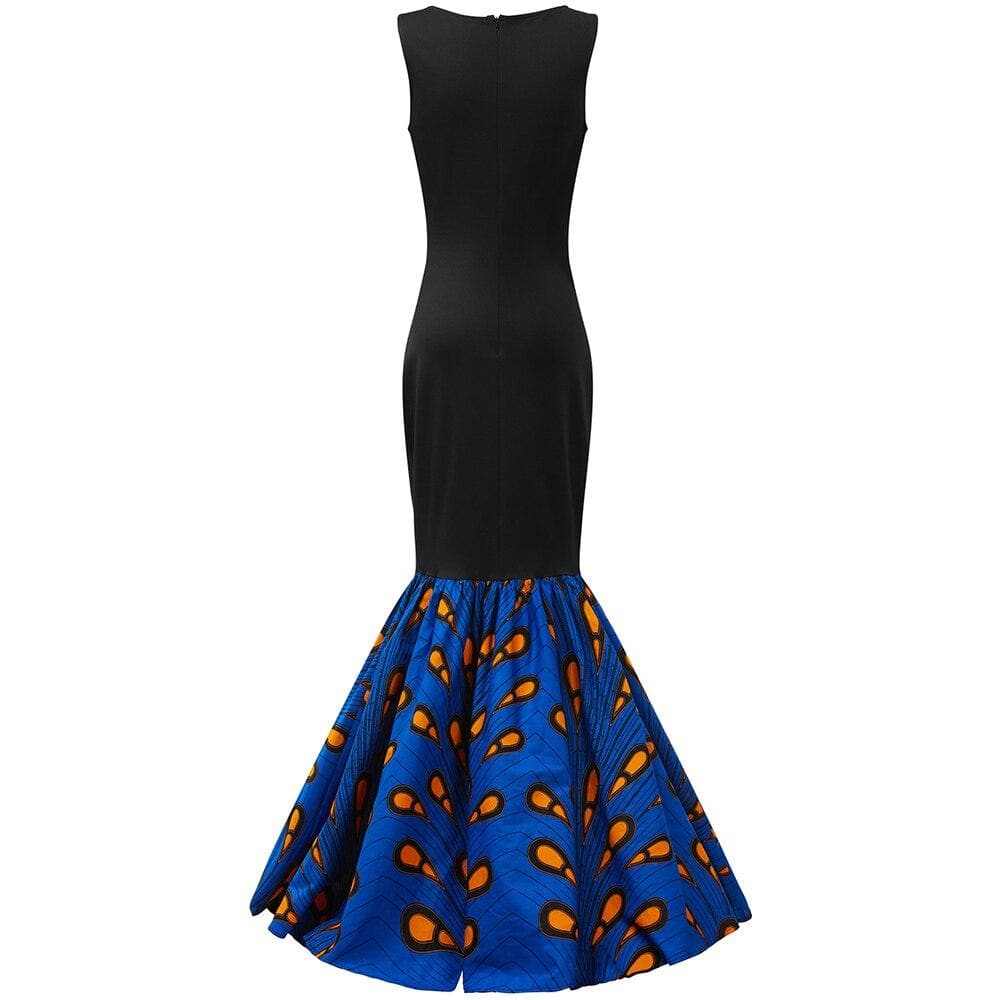 African Print Inspired Maxi Sleeveless with Matching Headwrap - African Clothing from CUMO LONDON