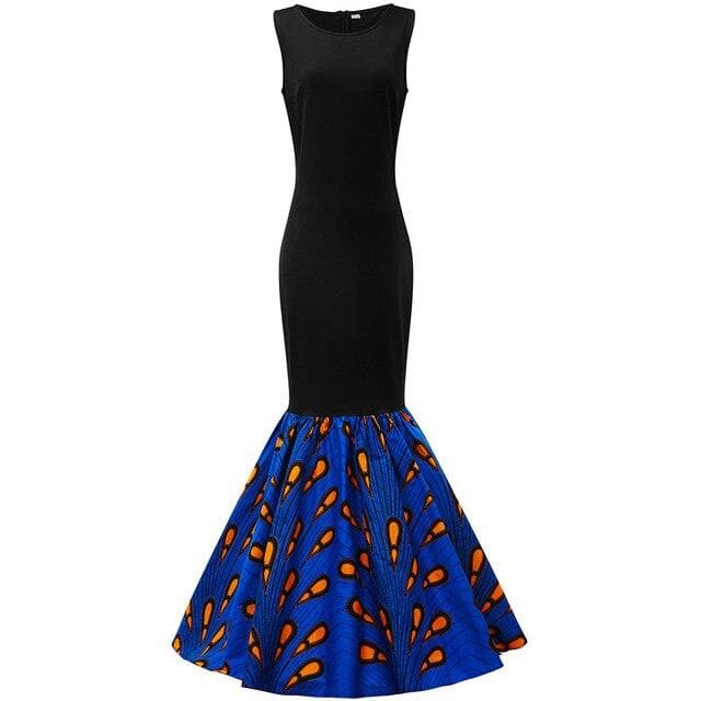 African Print Inspired Maxi Sleeveless with Matching Headwrap - African Clothing from CUMO LONDON