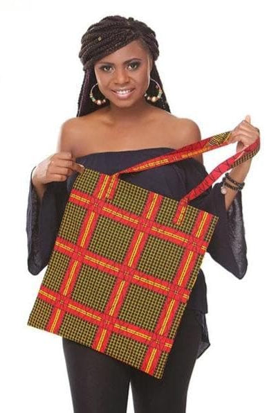 African Print Handmade Traditional Ankara Kente Print Tote Bag with Lining - African Clothing from CUMO LONDON