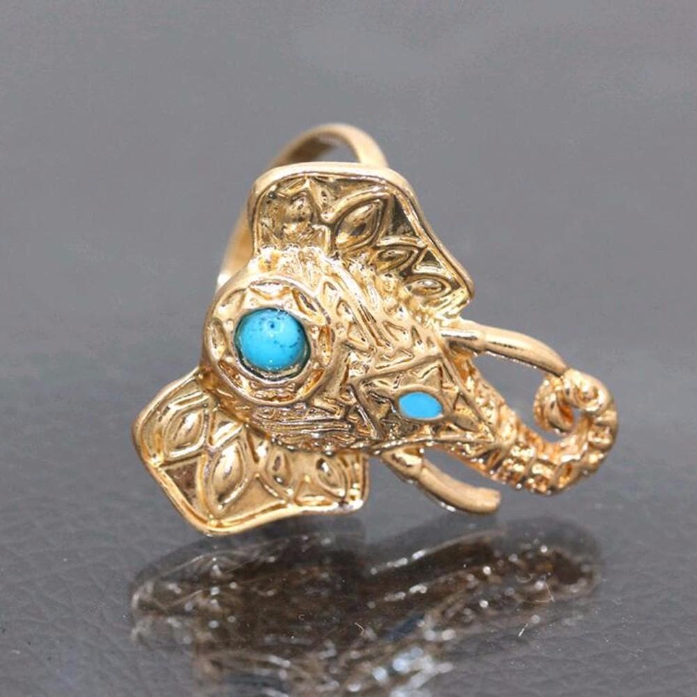 8pcs Boho Retro Elephant Snake Blue Rings - African Clothing from CUMO LONDON