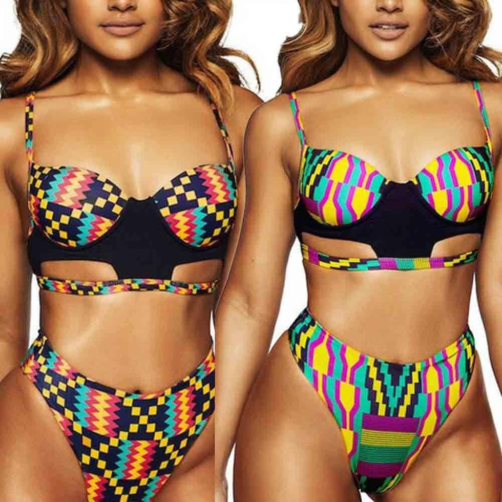 African Print 2pc Swimwear Ankara Print Bikini Set Tribal Beach We african-print-2pc-swimwear-ankara-print-bikini-set-tribal-beach-we