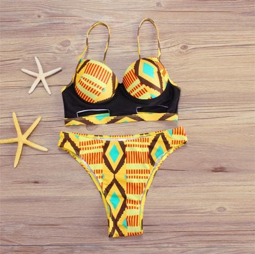 New in African Print High Waist Swimsuit 2 piece Bikini Set - African Clothing from CUMO LONDON